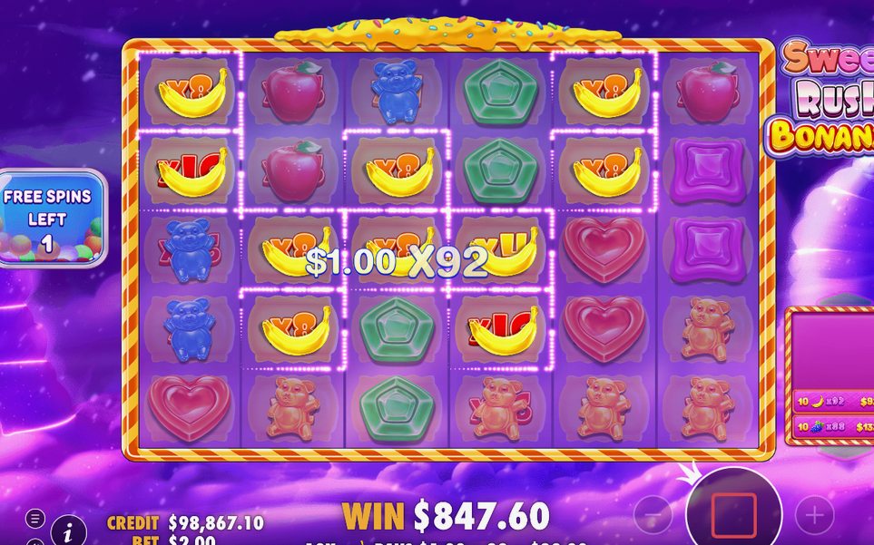 Super Free Spins-läget i samma 6x5-rutnät.